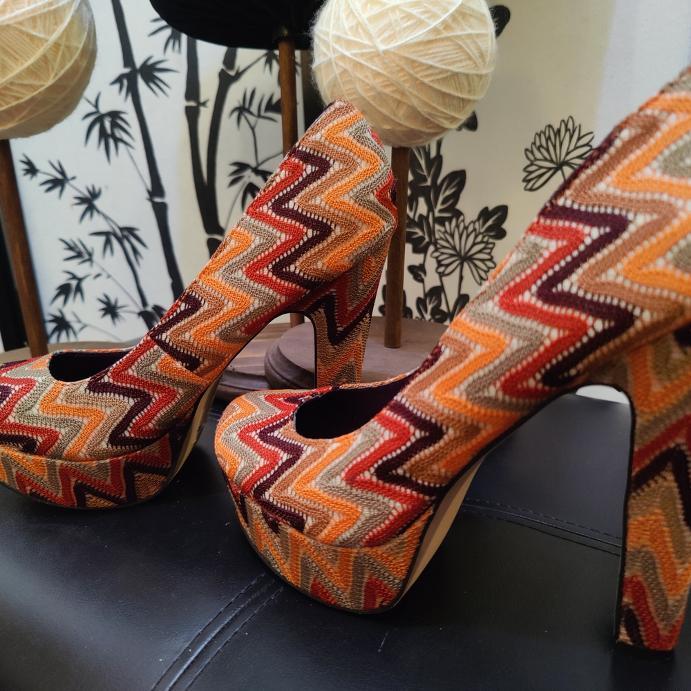 Madden Girl Multicolor Zigzag Platform Heels